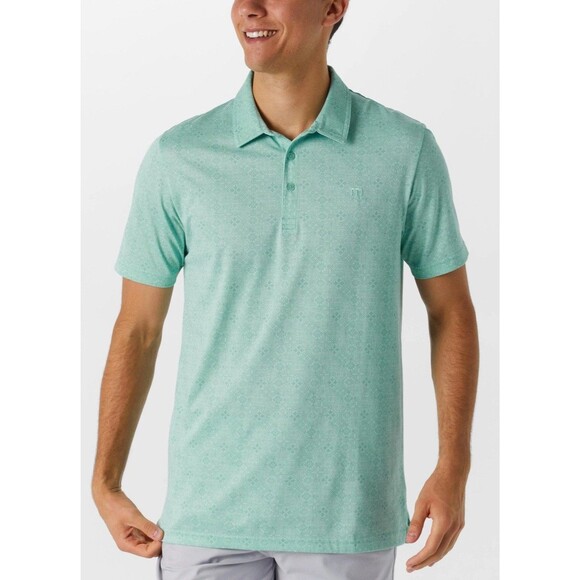Travis Mathew Acropolis Golf Polo Shirt Mens Medium All Over Pattern Geometric - Picture 1 of 7